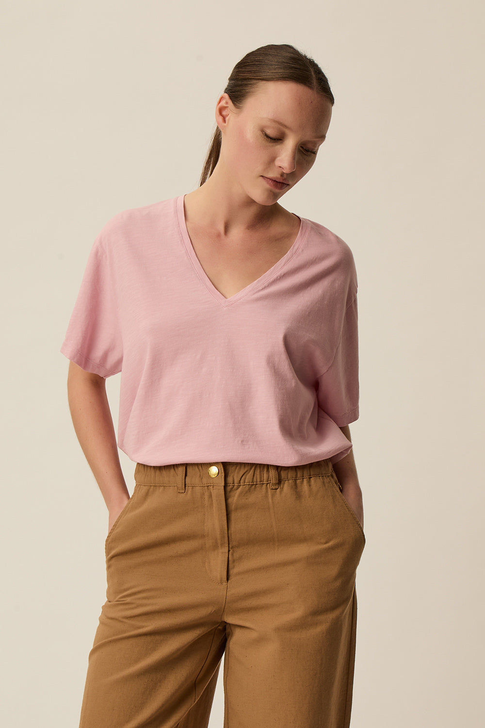 T-Shirt Oversize Manches Courtes Coton Rose - Des Petits Hauts