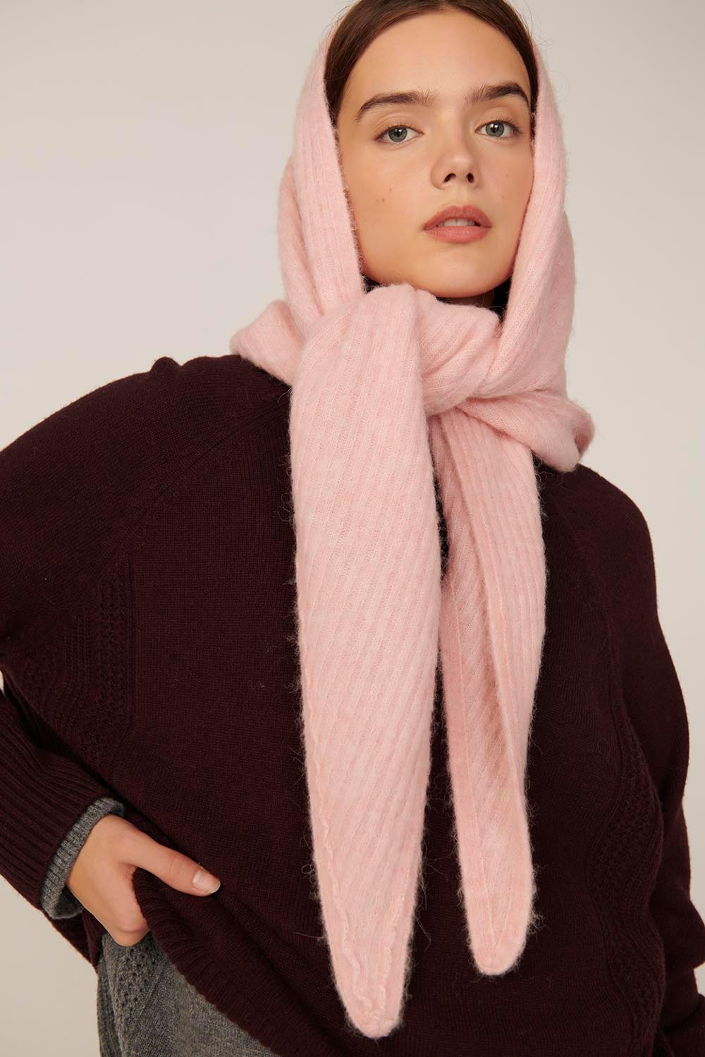 Echarpe triangle Aubelle Poudre