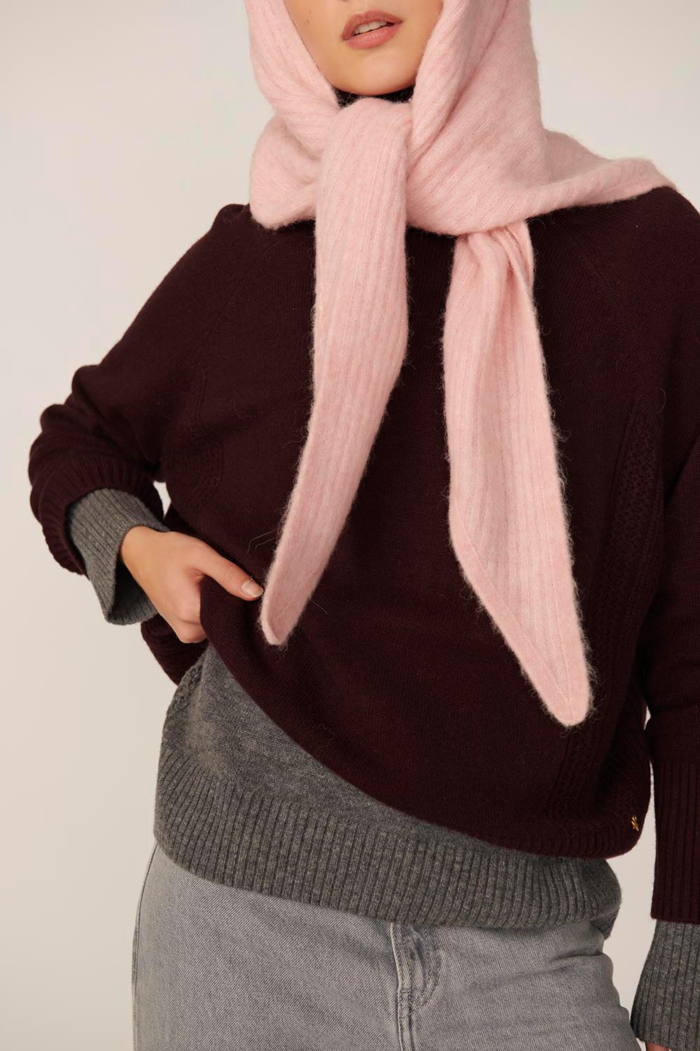 Echarpe triangle Aubelle Poudre