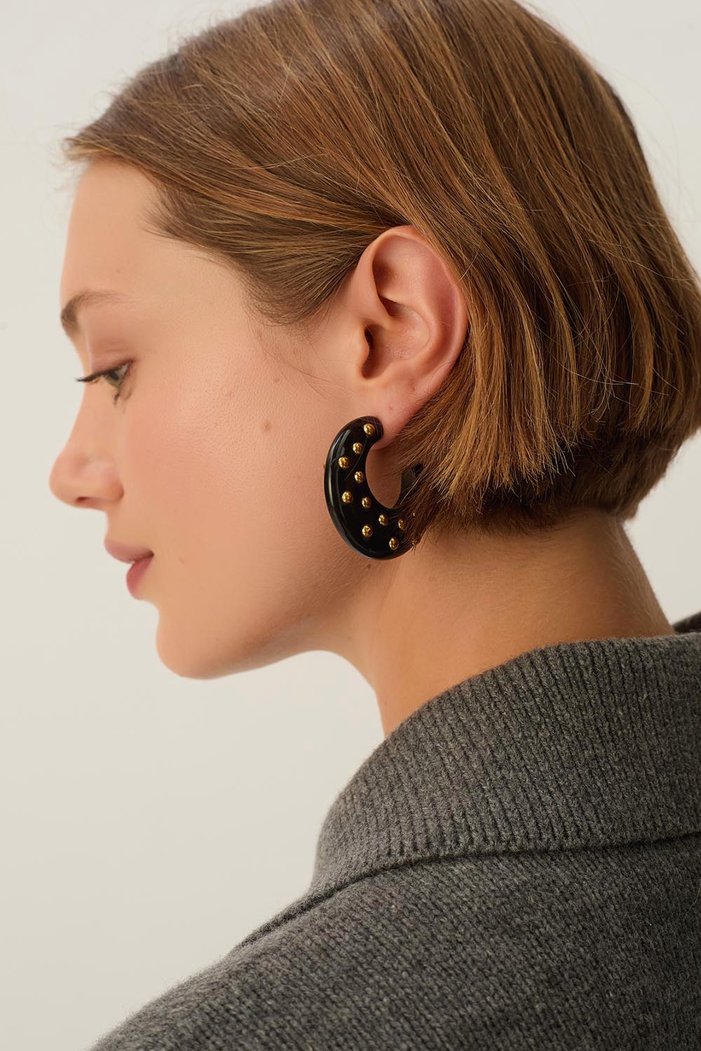 Lalbert Noir/Dore Earrings