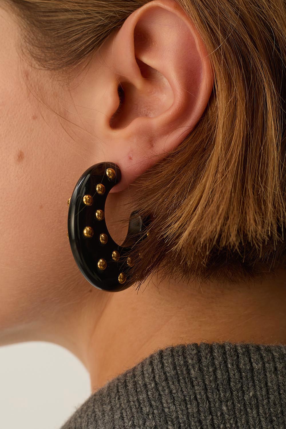 Lalbert Noir/Dore Earrings