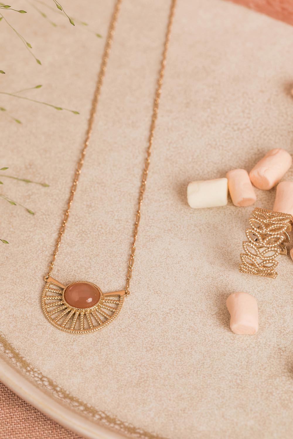 Collier Rafaelle Pierre de lune orange