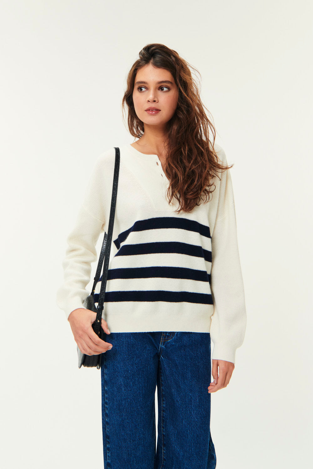 Pull à rayures Audrie Creme/Marine