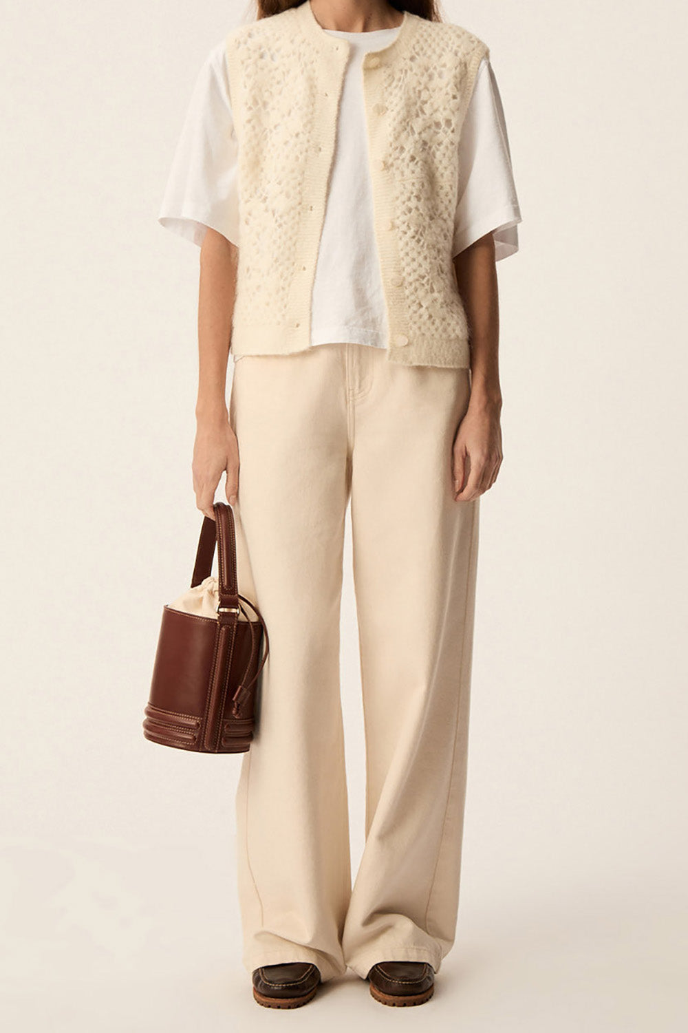 Sleeveless cardigan Cemilie Creme
