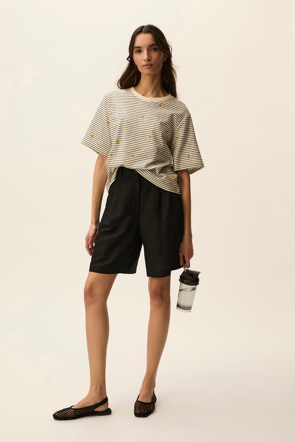 des petit hauts Tee-shirt Josef Creme/Marine