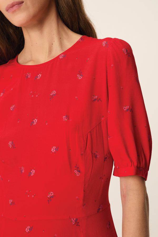 Robe Courte Fleurie Chic - Robe Cintr?�e Rouge - Des Petits Hauts