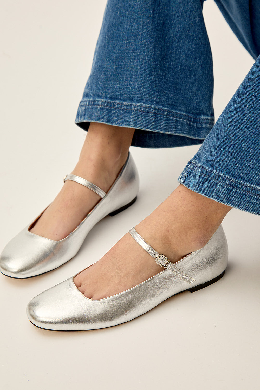 Ballerines en cuir Lilio Argent