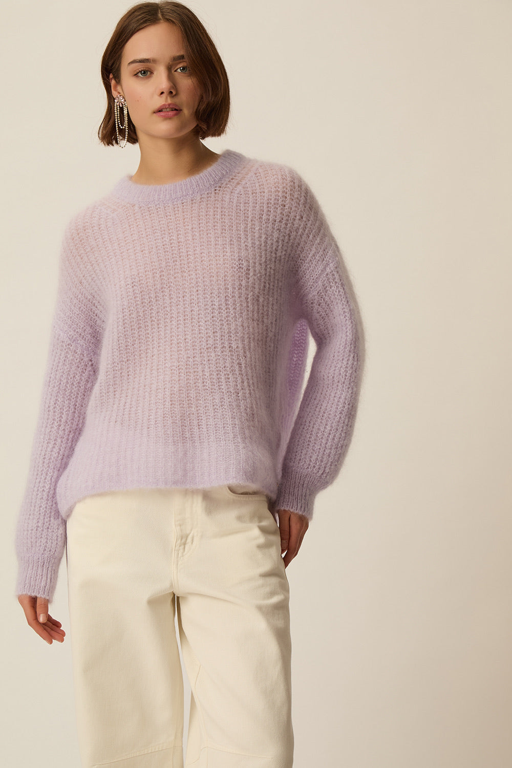 トップス KID MOHAIR CLASSIC 6B C/D Antique Purple Pull Oversize Kid Mohair Et Laine Mérinos Violet Pastel - Des