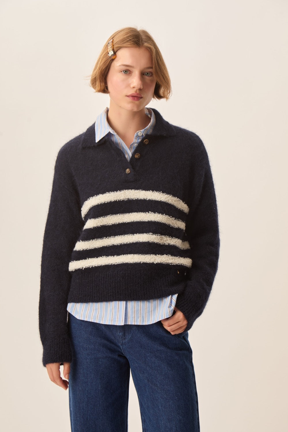 Pull Claudio Marine/Creme