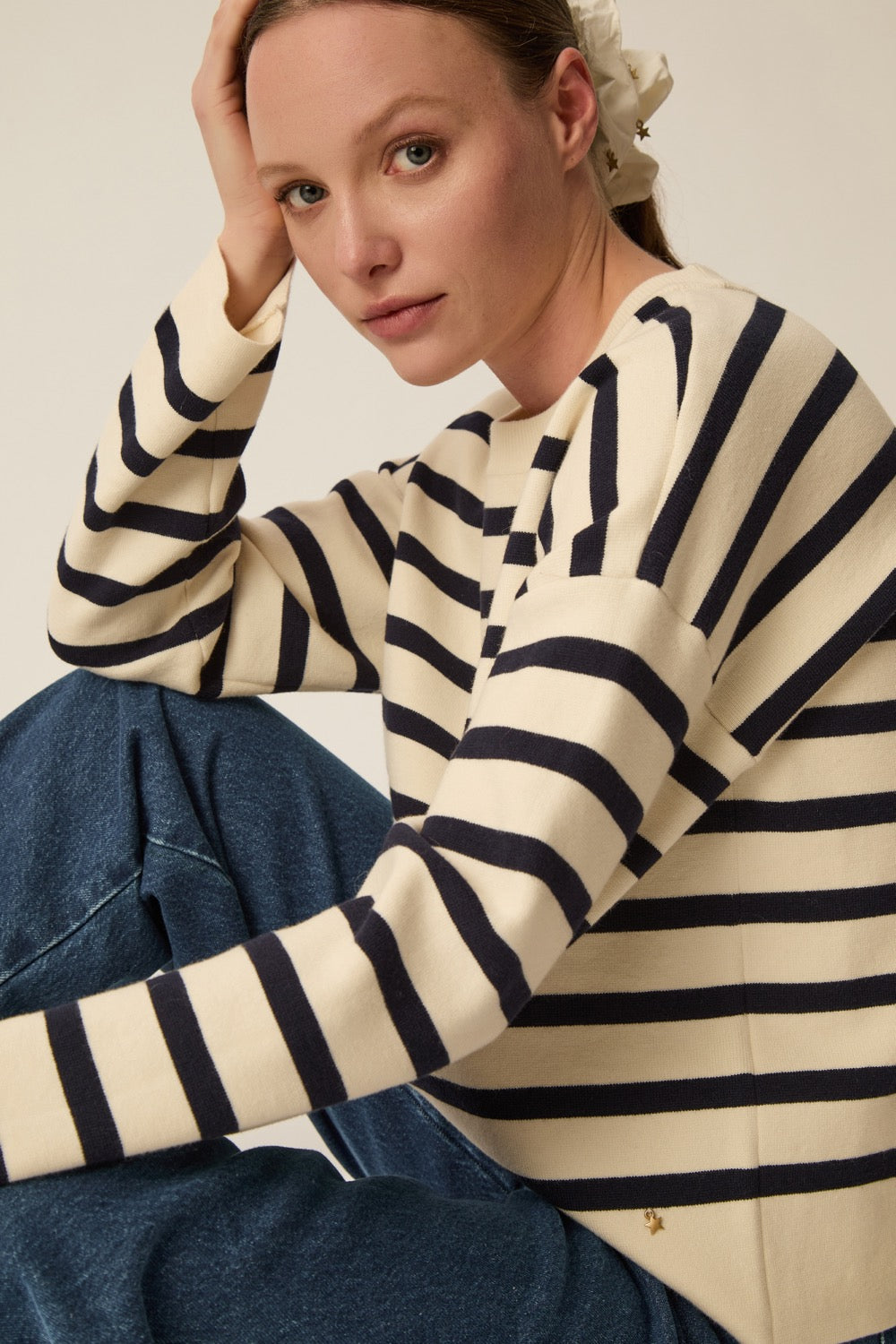 Striped jumper Biscote Creme/Marine
