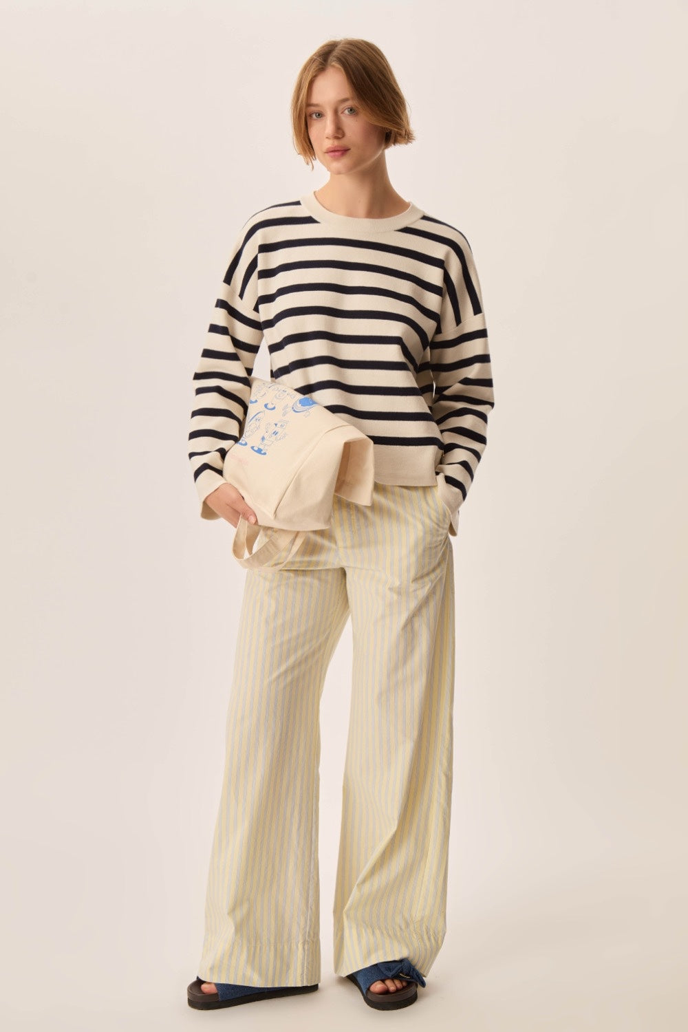 Pull marinière Biscote Creme/Marine