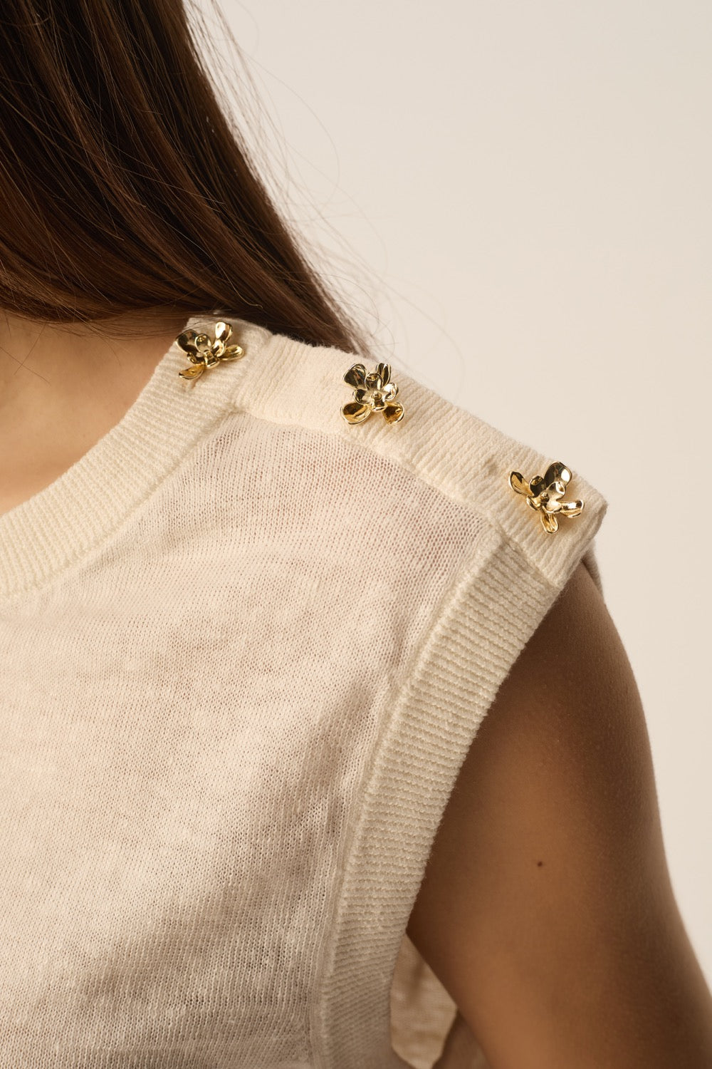 Pull sans manches Brazou Creme