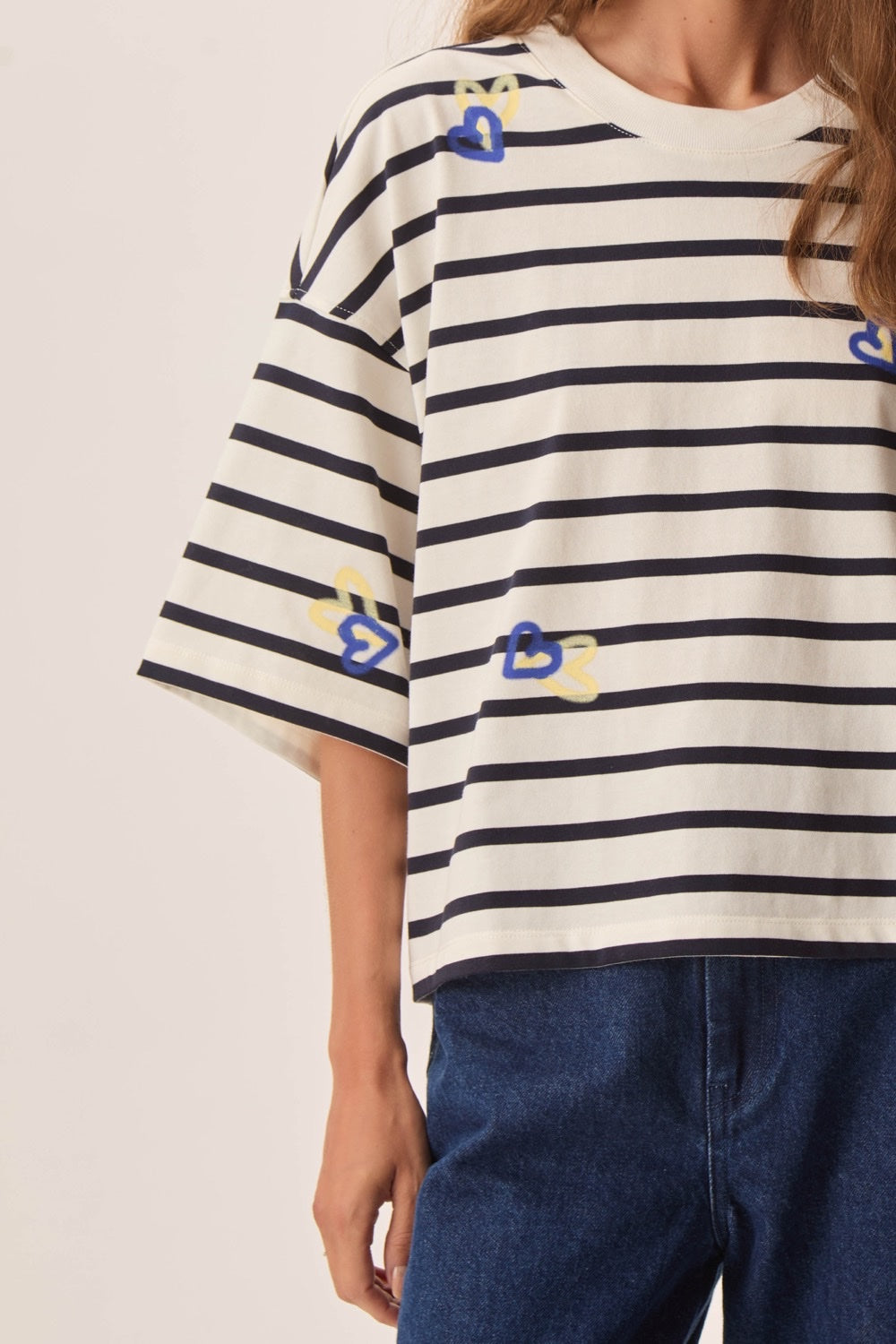 Marinière Fionna Coeur Indigo/Beurre