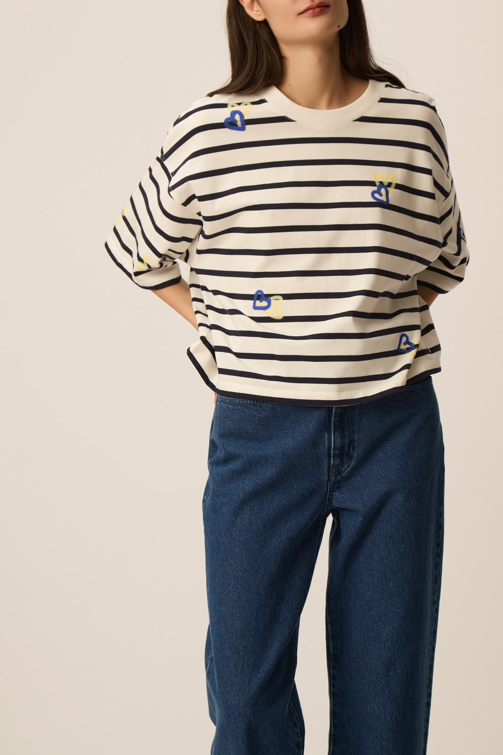 Marinière Fionna Coeur Indigo/Beurre