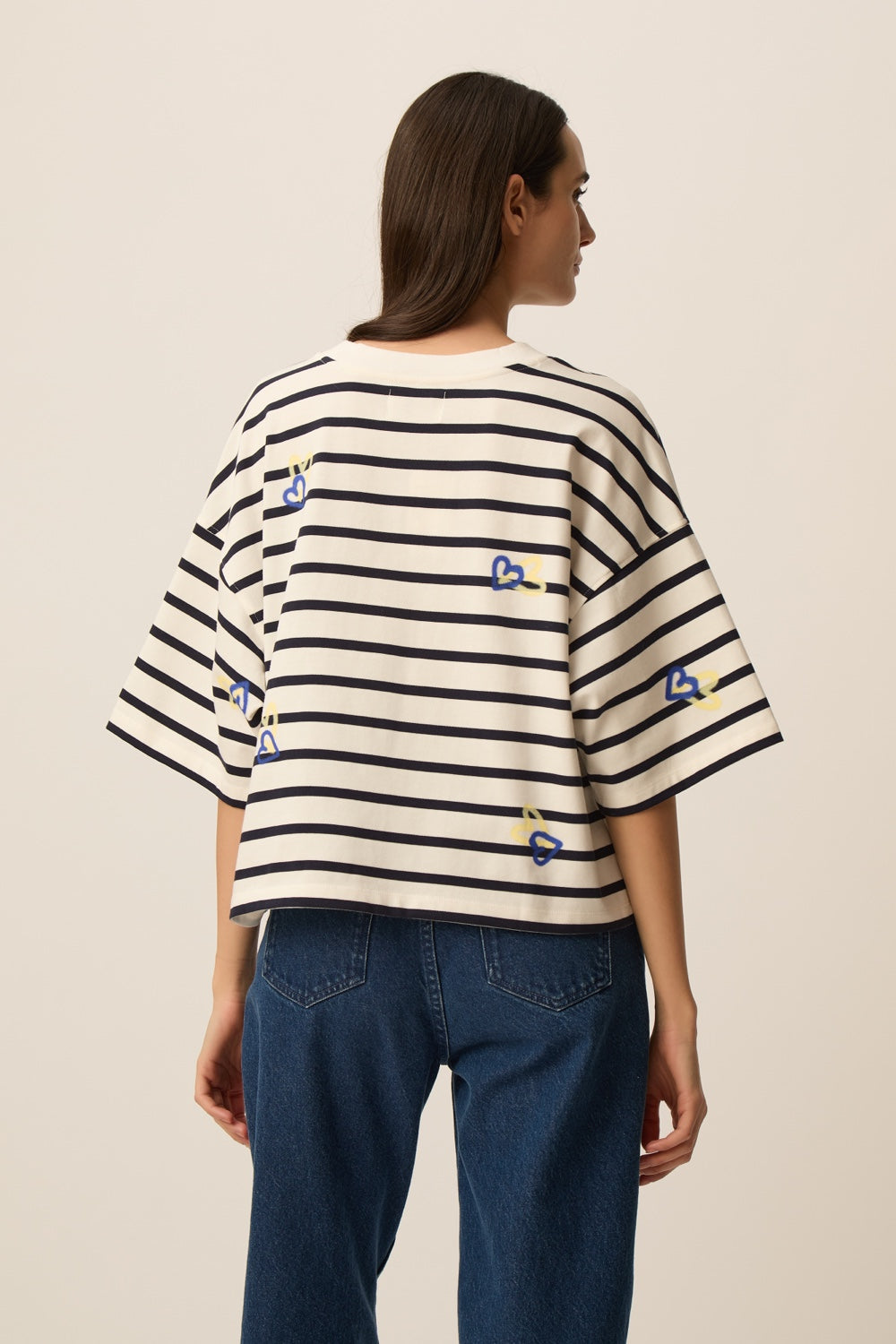 Marinière Fionna Coeur Indigo/Beurre