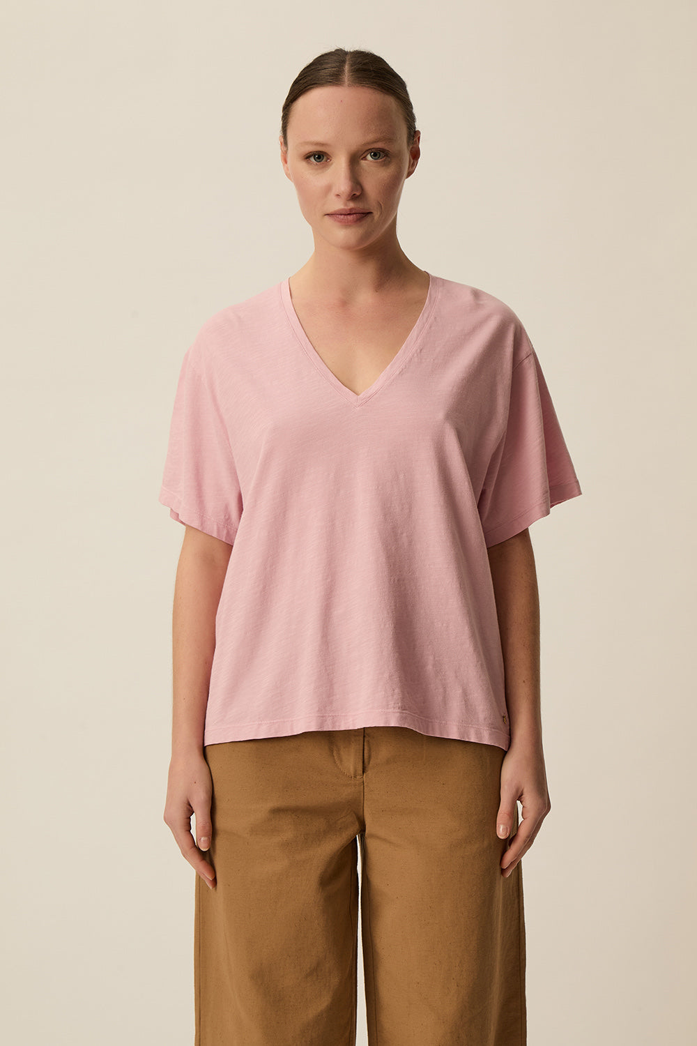 T-Shirt Oversize Manches Courtes Coton Rose - Des Petits Hauts