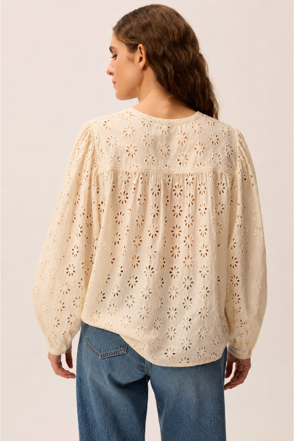 Blouse Oversize À Broderie Anglaise Coton Blanc Crème - Des Petits
