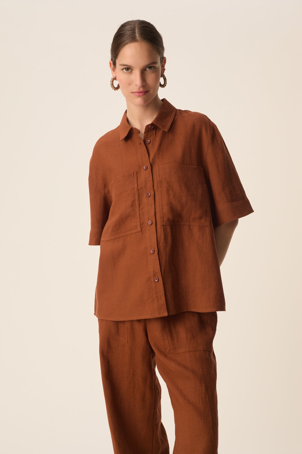 Haut de pyjama - Chemise à manches courtes - Orange Femilet - ANNA en viscose Femilet | 3 SUISSES Haut de pyjama - Chemise à manches courtes - Orange Femilet - ANNA en viscose Femilet | 3 SUISSES