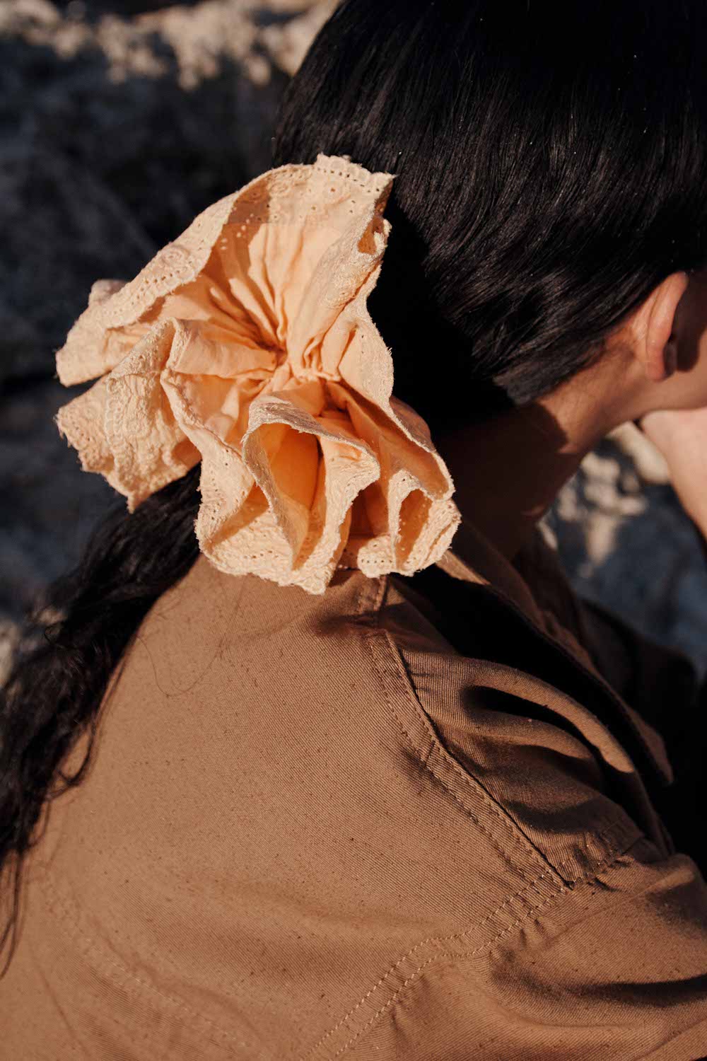 ChouChou Chouchou Détail Dentelle Coton Orange Clair - Des Petits Hauts