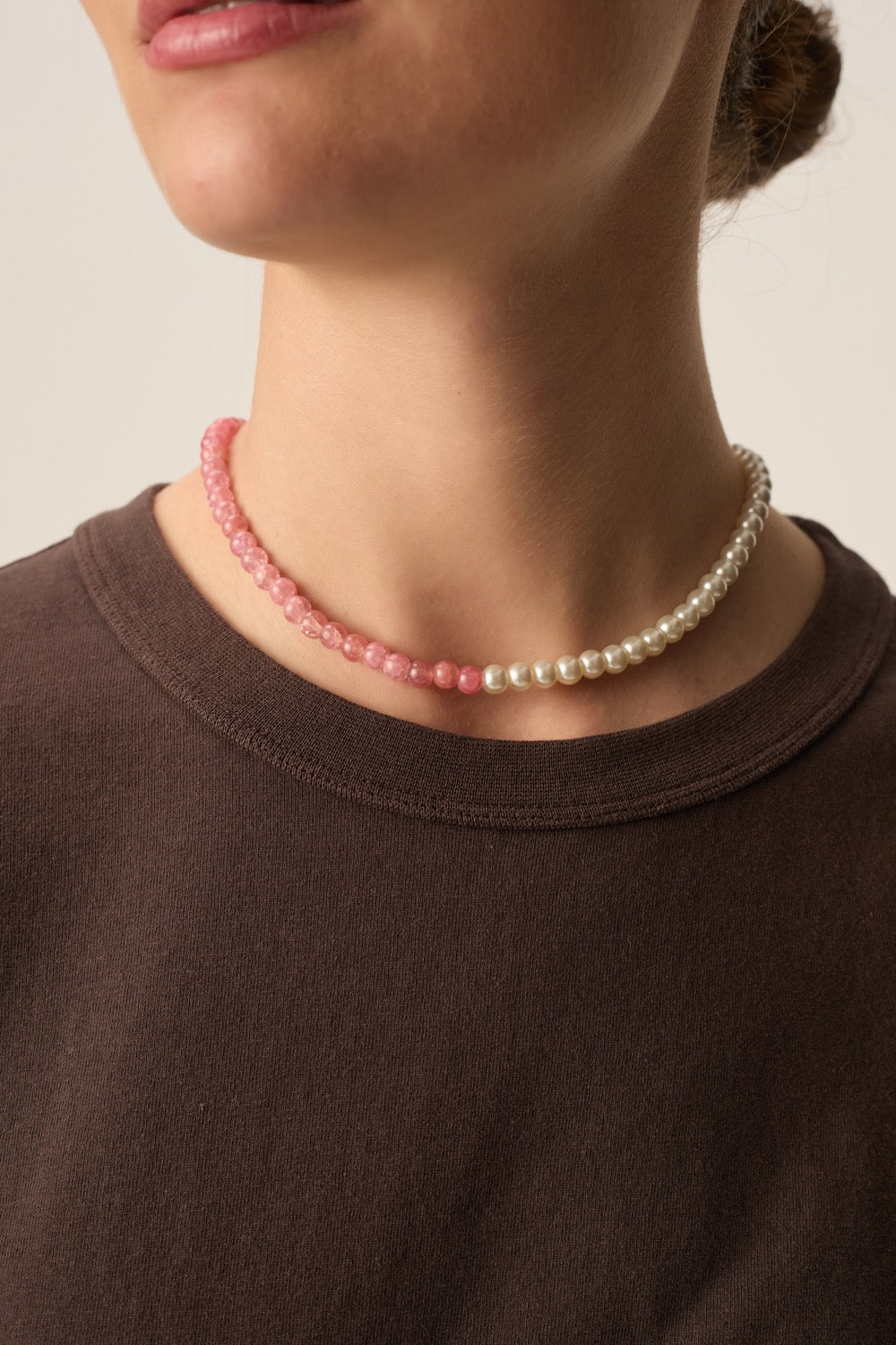 Collier Papillote Perle/Rose