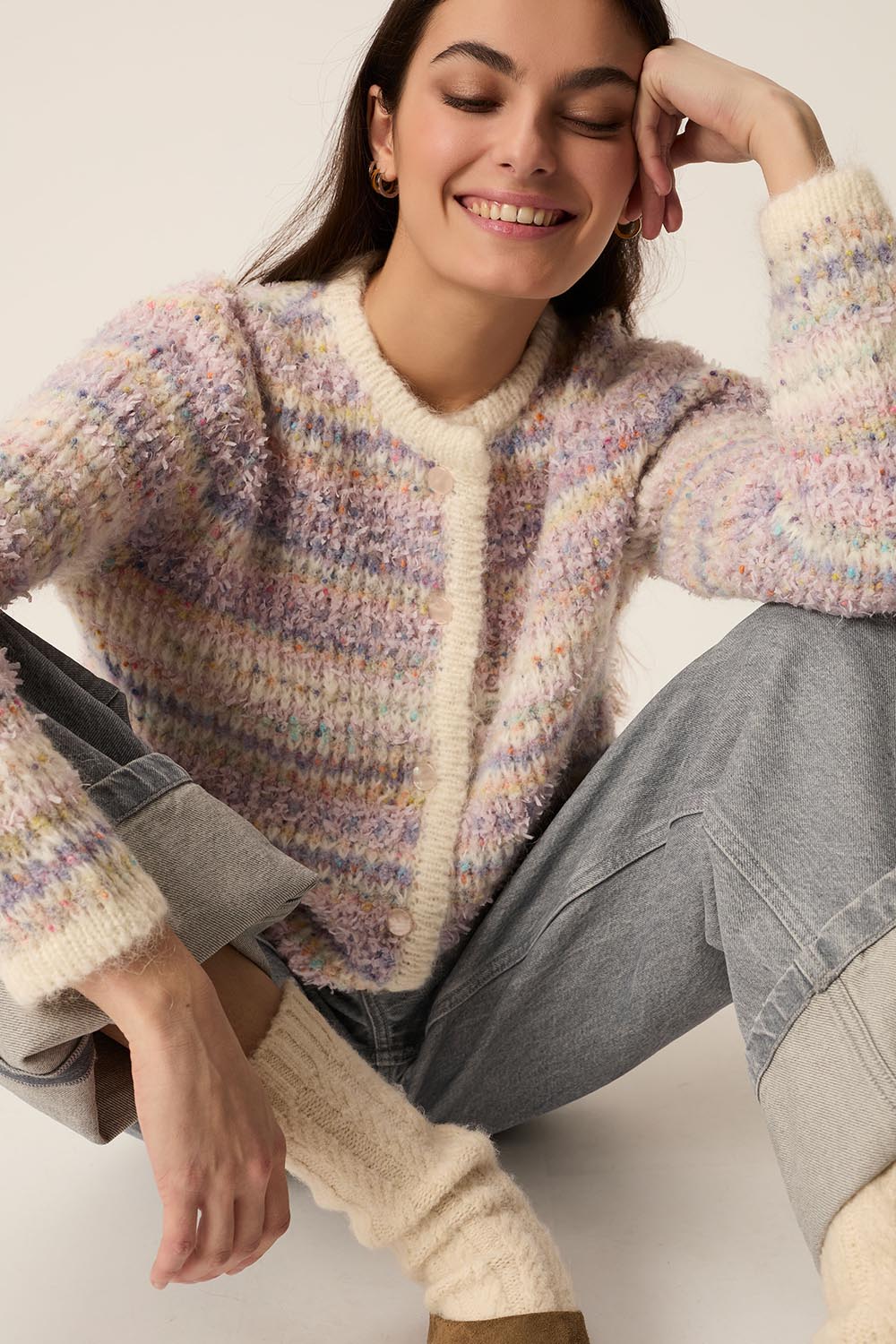 Cardigan Appy Multico Poudre