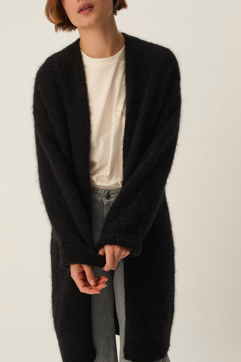 Gilet Long Myrine - Taille L Violet Avec Mohair - Neuf Avec Étiquettes
