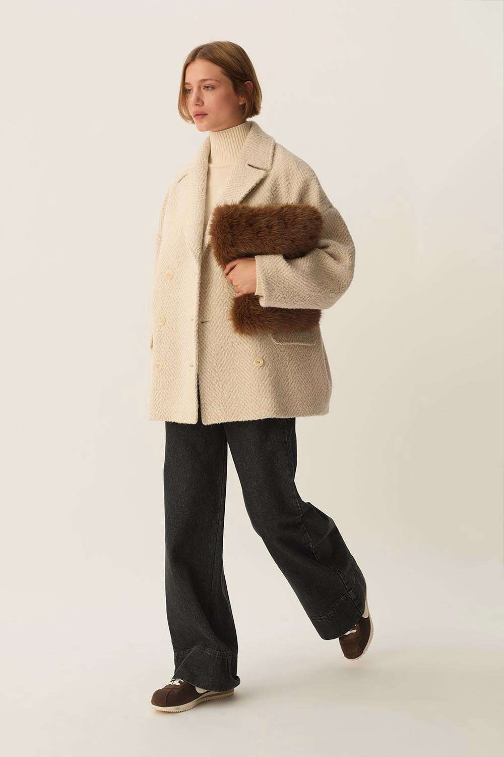 Pochette fourrure Wiba Moka