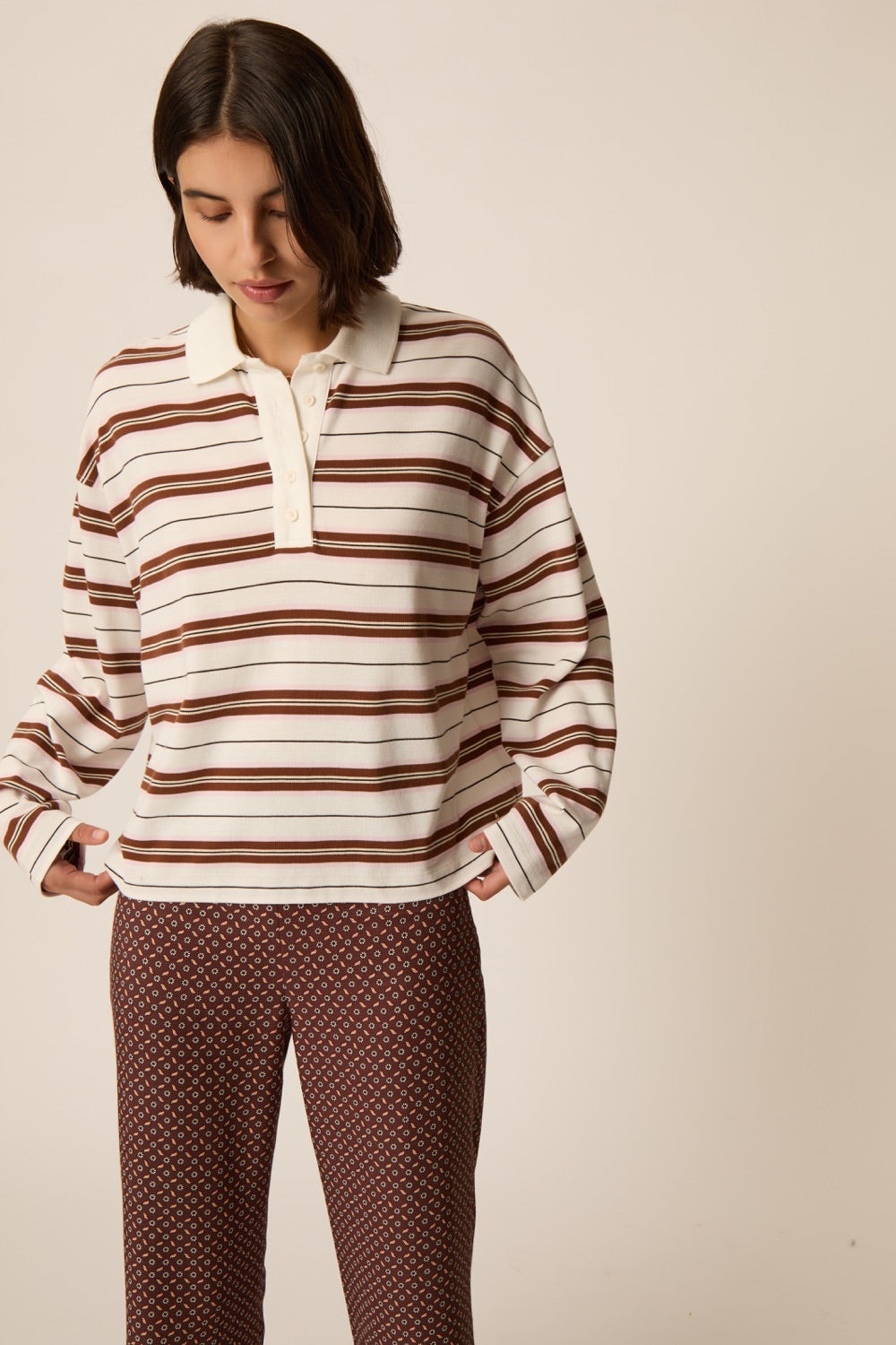 Polo Shirt Irina Creme/Cognac