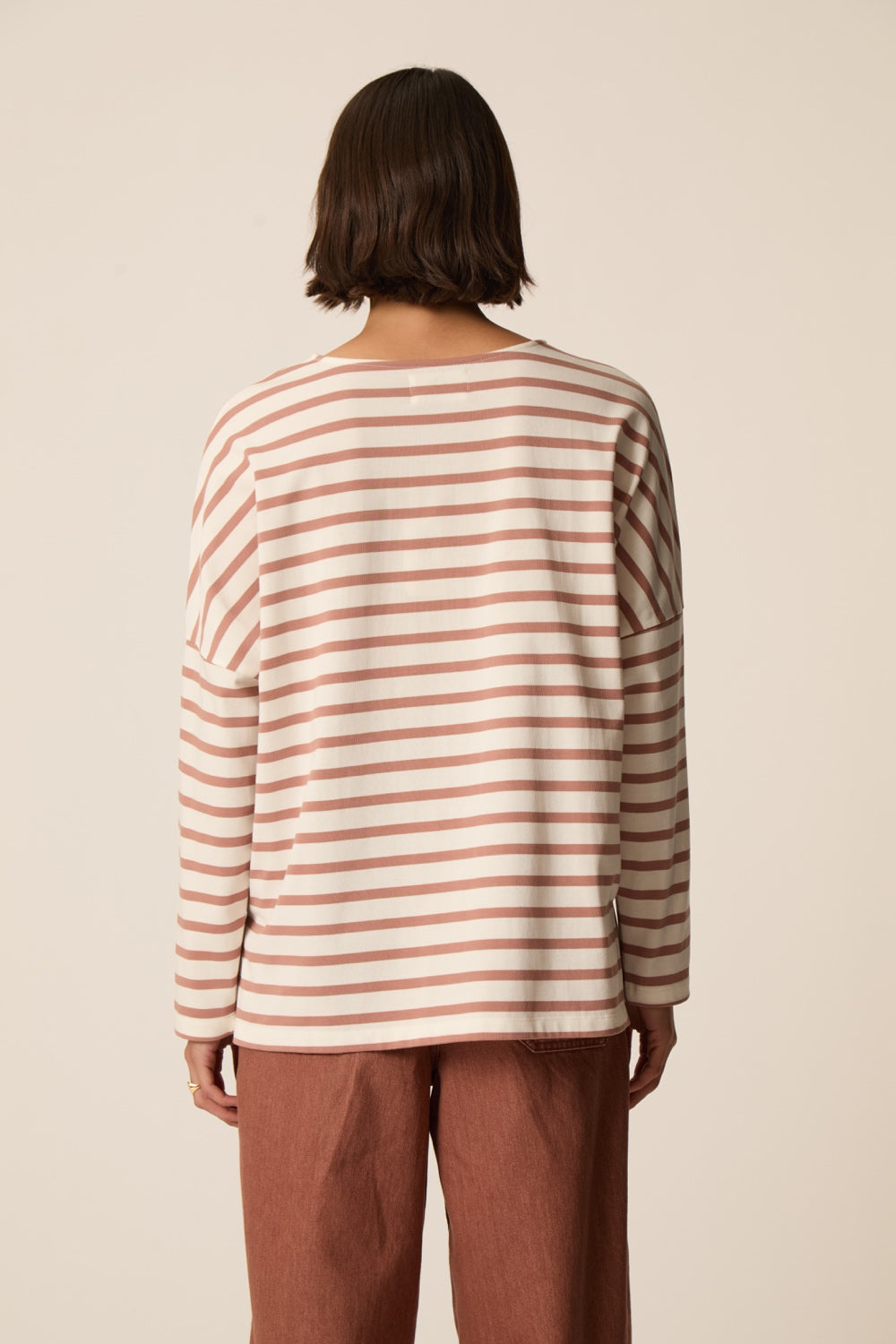 Maglia a righe marinière Filly Ecru Rosa cipria