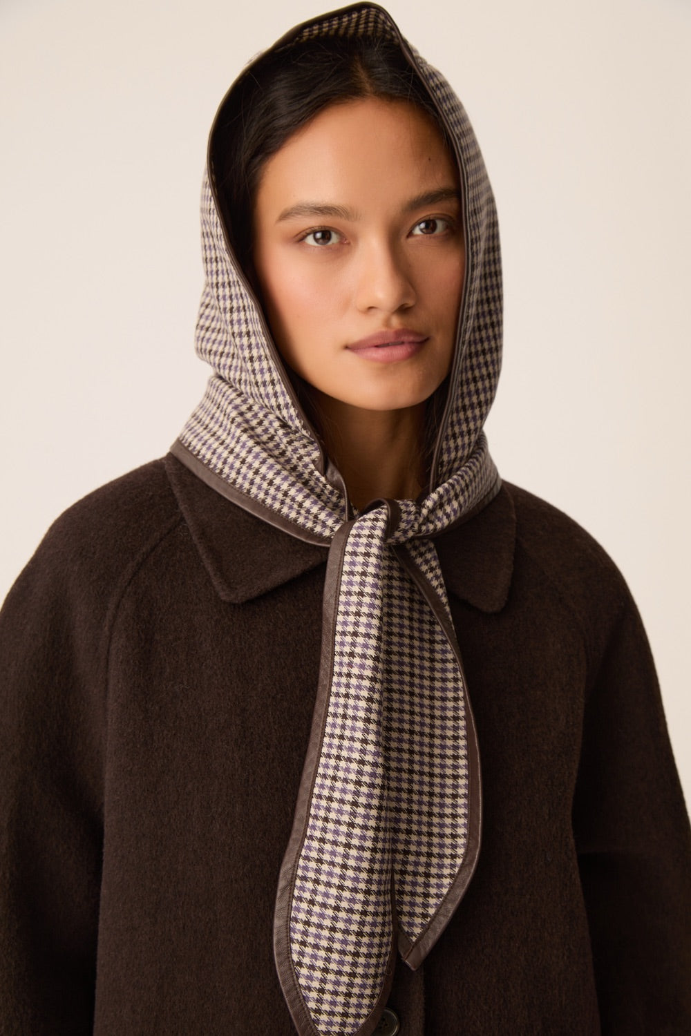 Capuche pied-de-poule laine multicolore