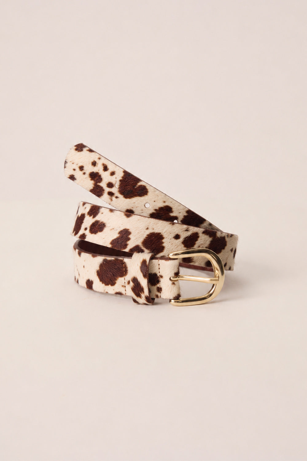 Ceinture cuir pony motif vache multicolore