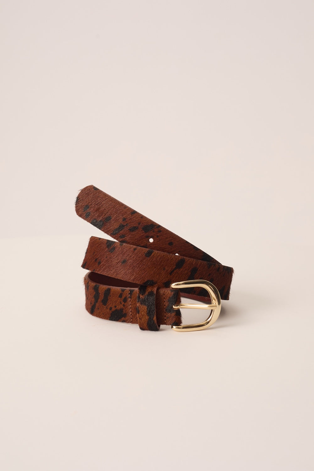 Ceinture cuir pony motif vache multicolore