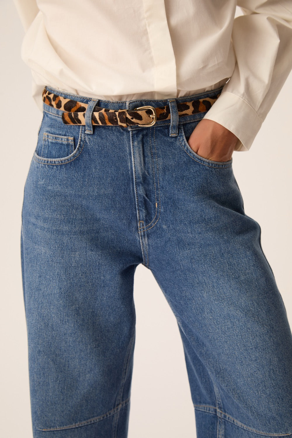 Ceinture léopard cuir multicolore