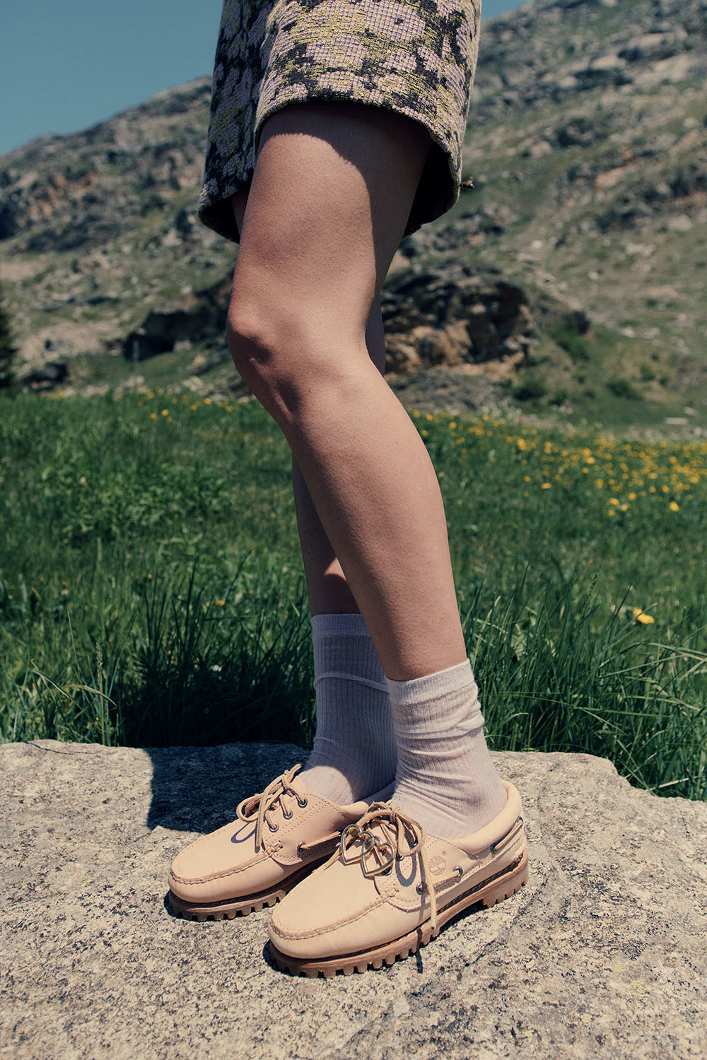Chaussures bateau à 3 oeillets Timberland x DPH cuir rose