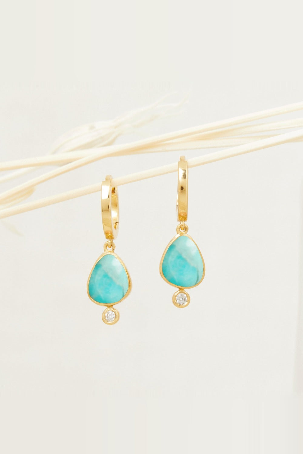 Mini Créoles Naomi Turquoise Or.