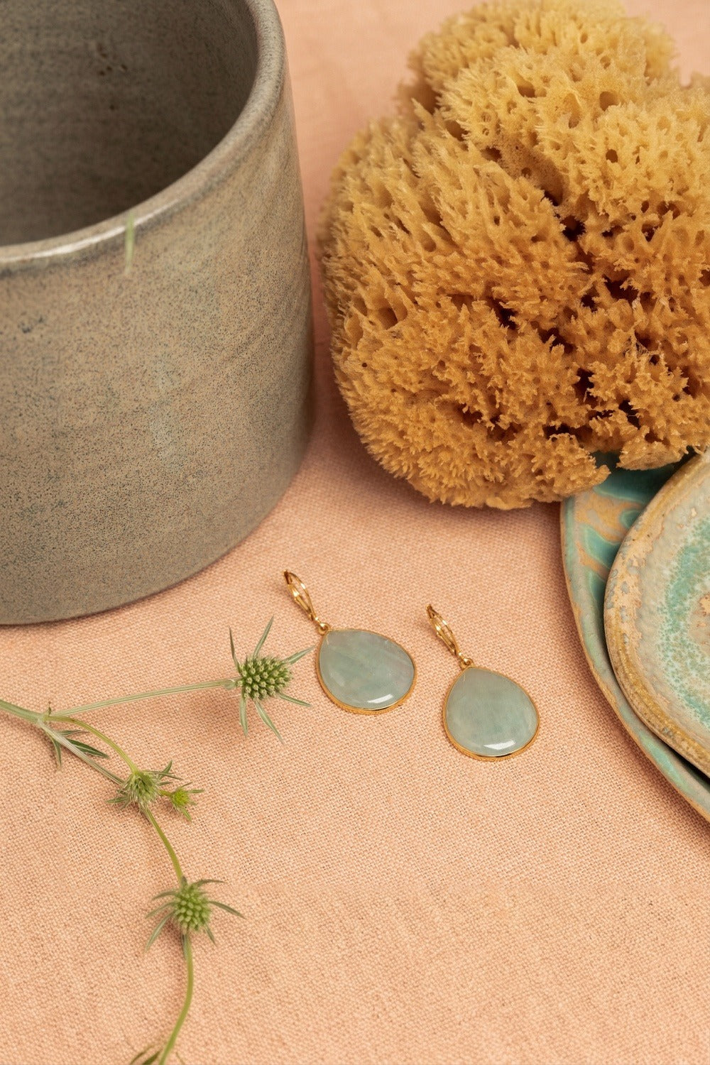 Boucles D'Oreilles Olga Aigue-Marine Milky