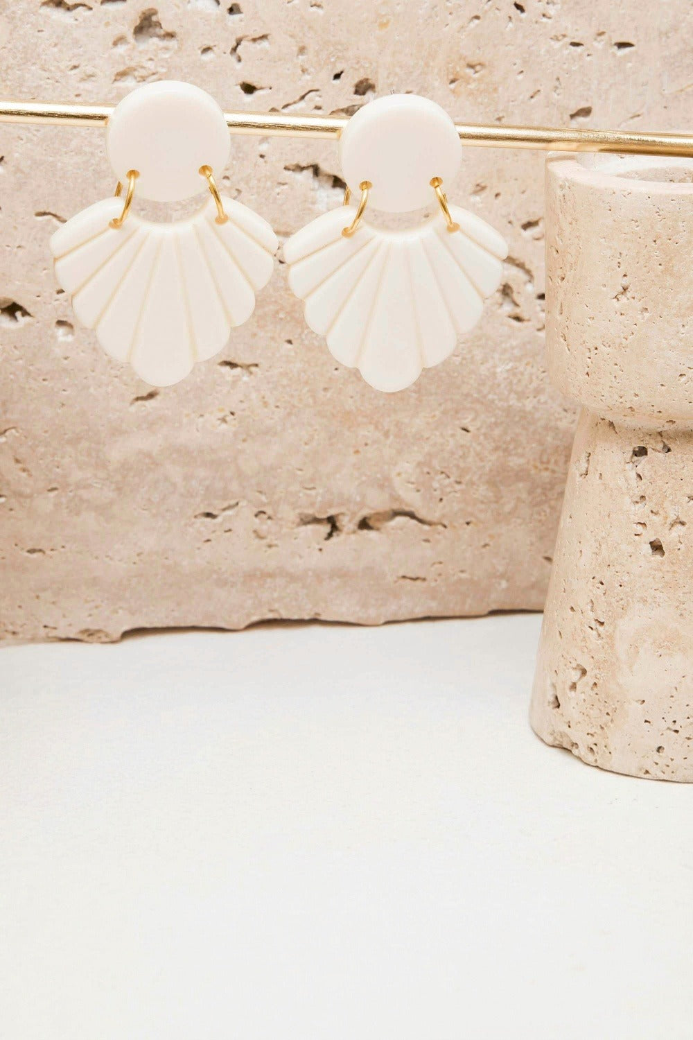 Boucles d'oreilles Flora Ecru