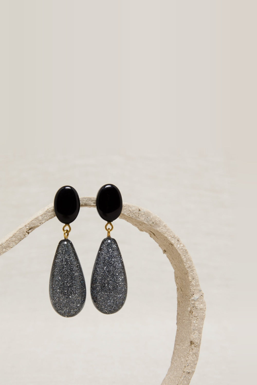 Boucles D'Oreilles Gallia Noir/Noir Brillant