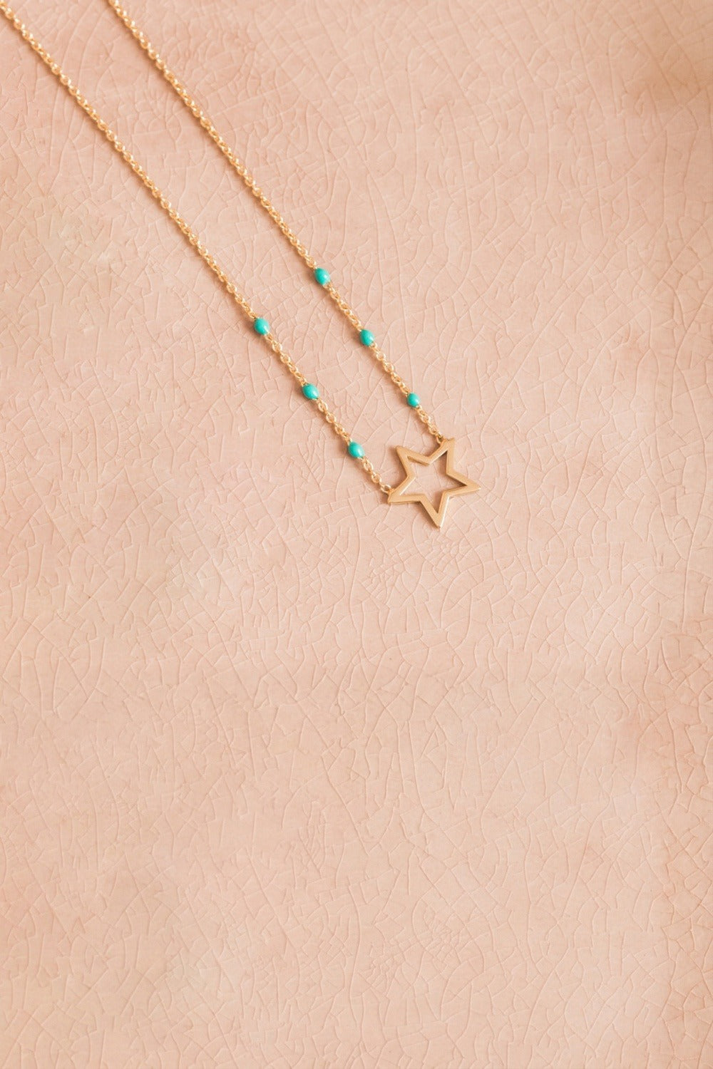 Collier Etoile Turquoise Aventurine Or.
