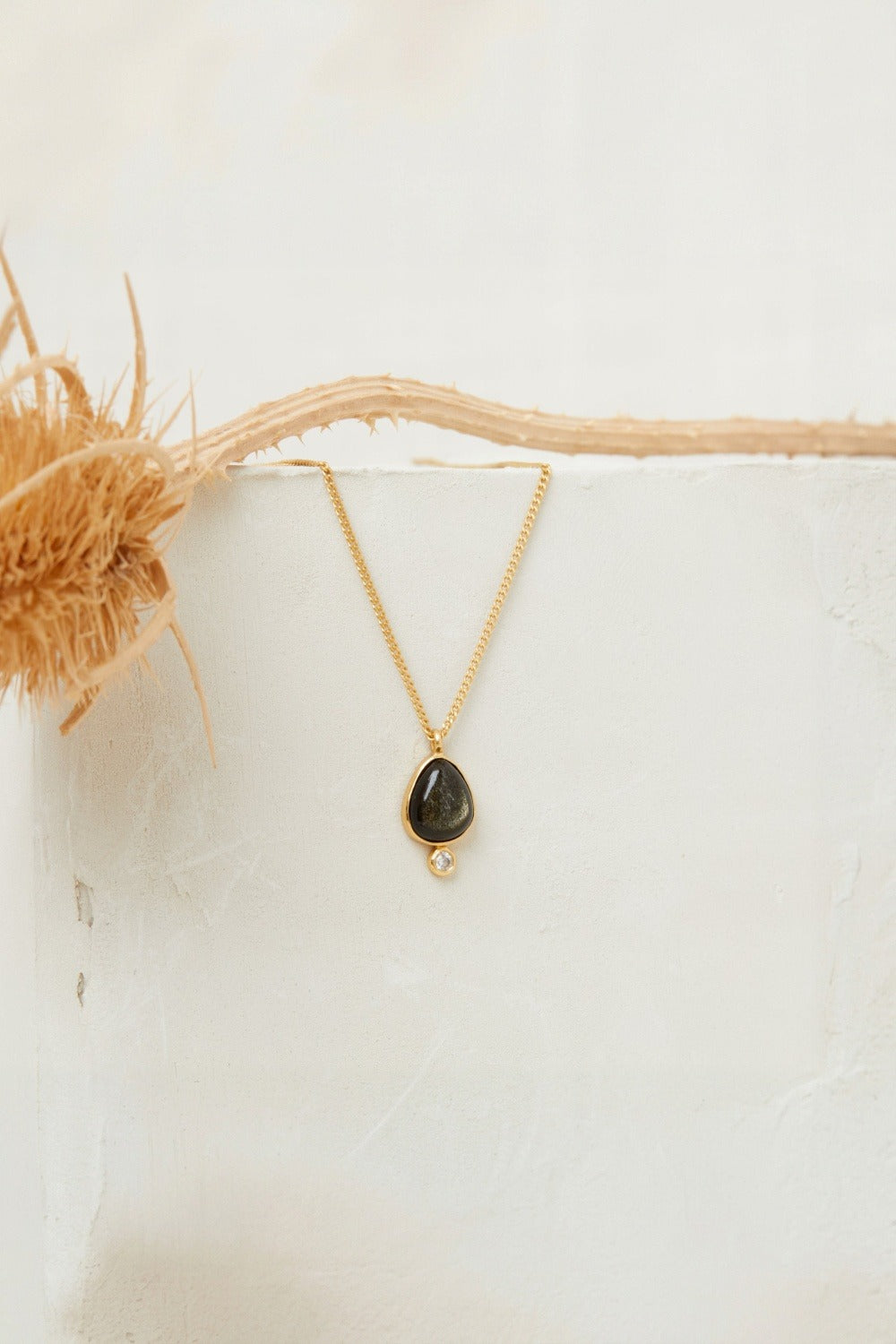 Collier Simona Obsidienne Doree