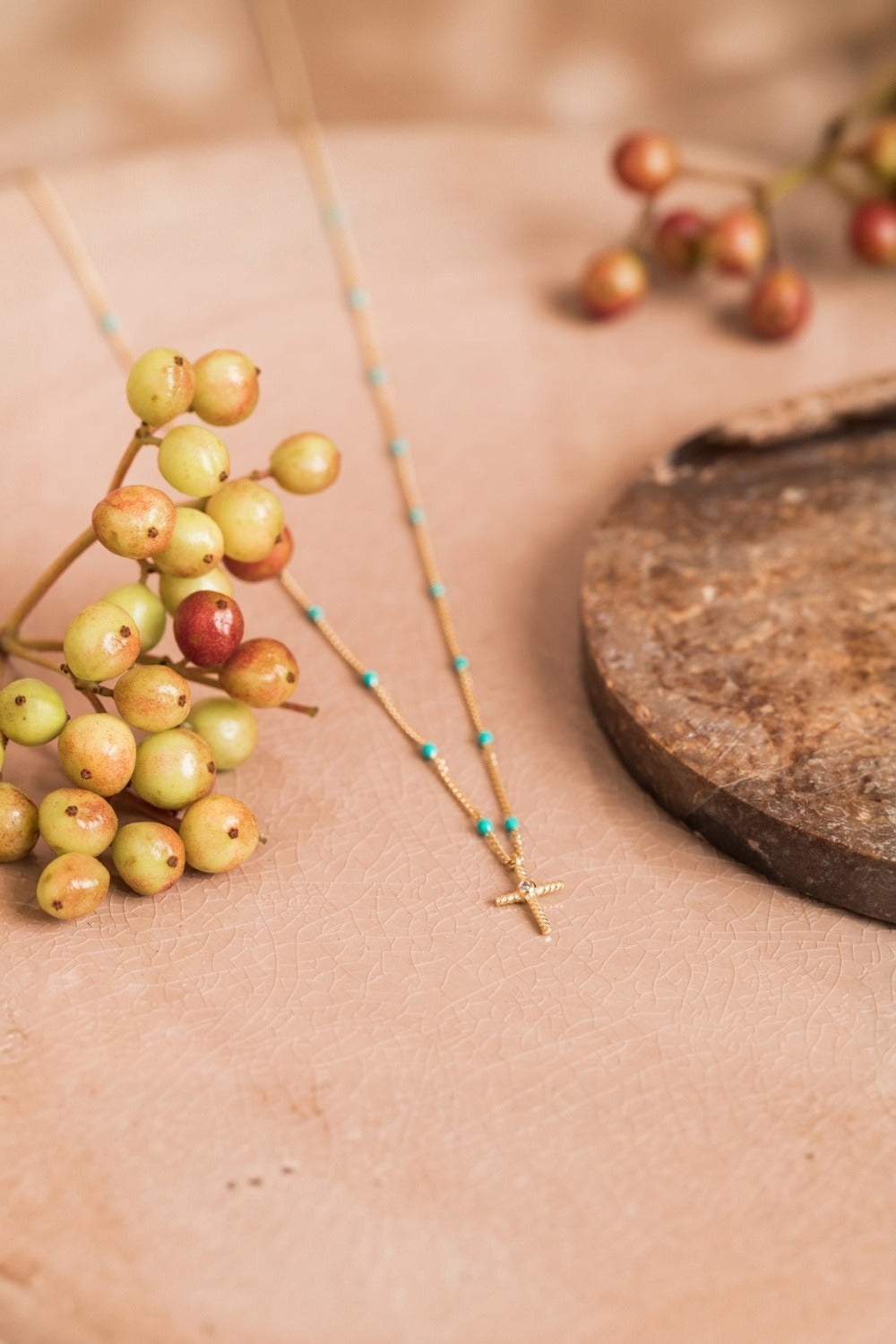 Collier Croix Turquoise Aventurine