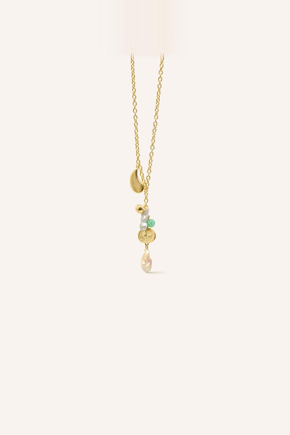 Sautoir Sophie Perle D'Eau Grise/Blanche/Apatite Verte