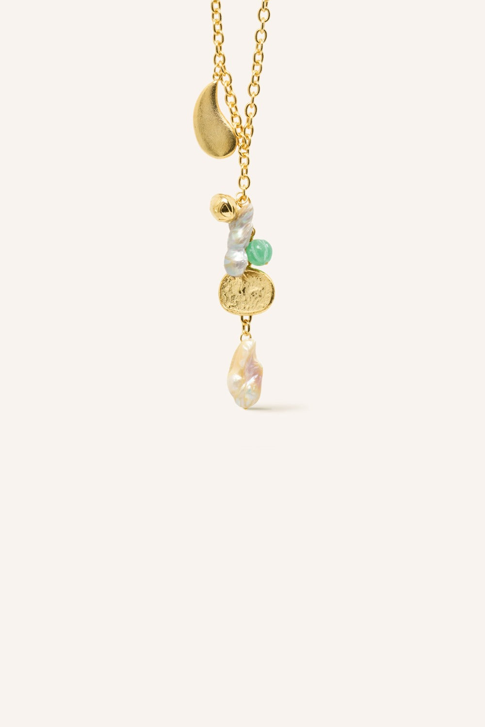 Sautoir Sophie Perle D'Eau Grise/Blanche/Apatite Verte
